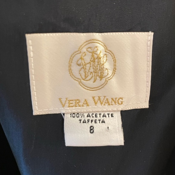 Vintage Vera Wang Minimalist Black Blue Taffeta Formal Gown Evening Dress Size 4 - Picture 4 of 13